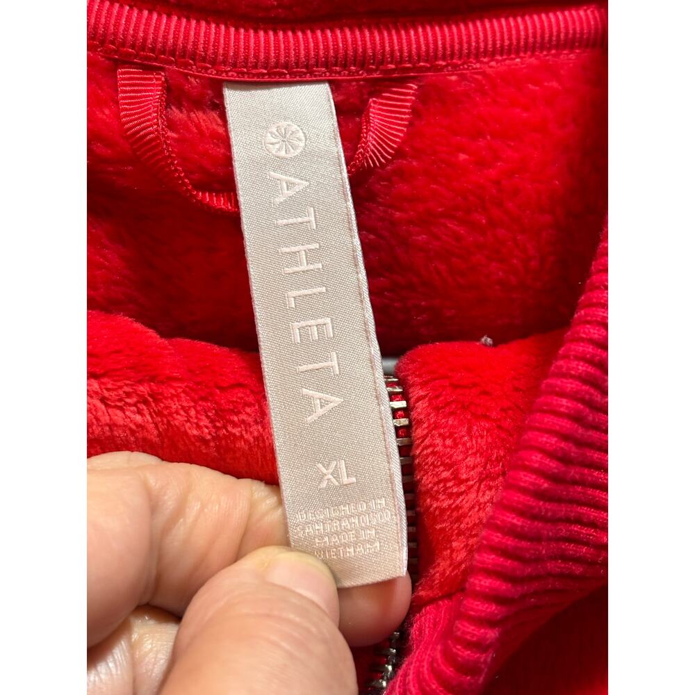 Athleta double cozy karma full zip hoodie XL red soft velour athleisure casual - Picture 3 of 9